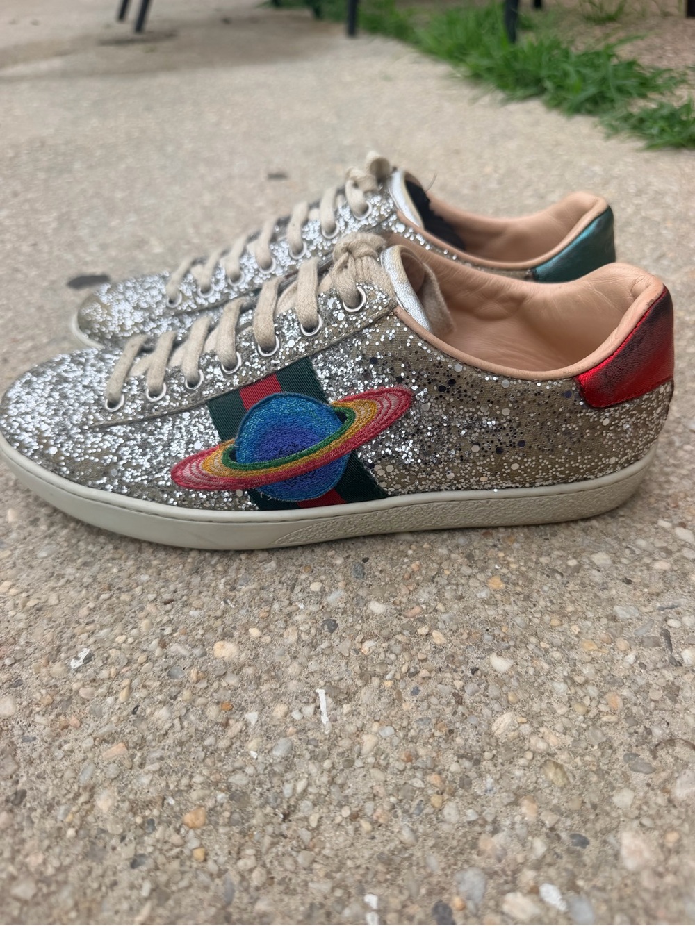 Gucci Ace Glitter Saturn Planet Sneakers | EU 36.5 | Women's US 6.5